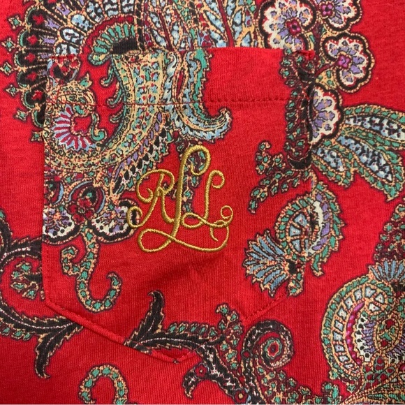 LRL Ralph Lauren Pajama PJ Set  Womens M Shirt Pants Christmas Print Monogram - Picture 8 of 16